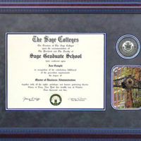 Russell Sage College Grey Suede Diploma Frame with Campus Photo