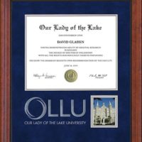 Our Lady of the Lake University Etched Diploma Frame