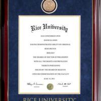Rice University Medallion Diploma Frame