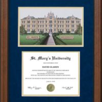 St. Mary's University Ascot Diploma Frame with Campus Lithograph