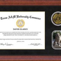 Texas A&M University - Commerce Black Suede Diploma Frame with Cherry Molding