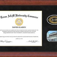 Texas A&M Commerce Diploma Frame in Black Suede