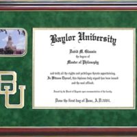 Baylor Diploma Frame with Bevel Cut BU logo & Pat Neff Hall