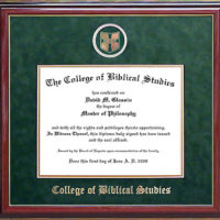 College of Biblical Studies Designer Diploma Frame in Cherry