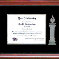 WBU Diploma Frame with Etched Column and Flame