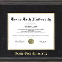 Texas Tech Diploma Frame with Black Suede Mat & Gold Embossing