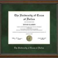UTD Diploma Frame with Green Suede Mat