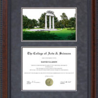 Diploma Frame with University of South Alabama (USA) Campus Lithograph
