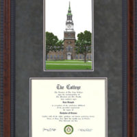 Dartmouth Document Frame with Campus Lithograph