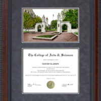 Diploma Frame with Licensed Indiana University (IU) Campus Lithograph