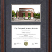 Diploma Frame with Indiana State University (ISU) Campus Lithograph