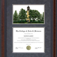 Diploma Frame with Licensed Iowa State (ISU) Campus Lithograph