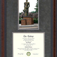 Michigan State Document Frame with Spartan Statue Lithograph
