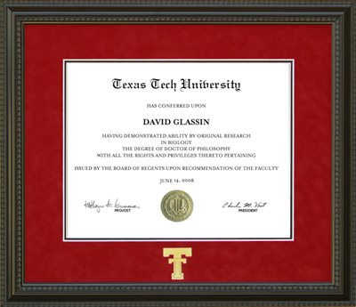 red raider diploma frame