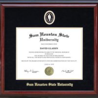 Sam Houston Cherry Diploma Frame with Embossed Suede Mat