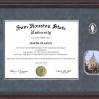 SHSU Diploma Frame with Gray Suede Mat, Gold Embossing, Old Main