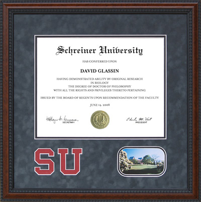 Schreiner University Diploma Frame with Grey Suede Mat