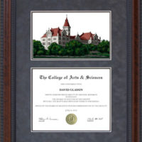 Diploma Frame with St. Edward's University (SEU) Campus Lithograph
