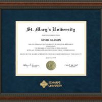St. Mary's Diploma Frame with Blue Suede Mat & Gold Embossing
