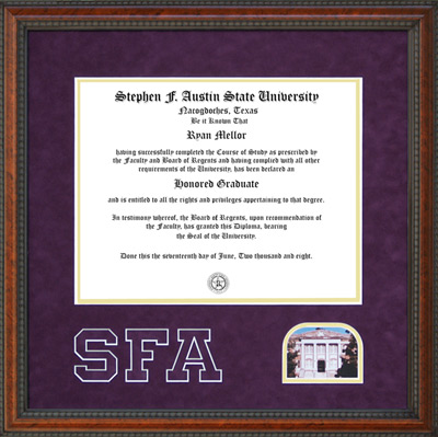 Stephen F. Austin Diploma Frame with Campus Photo