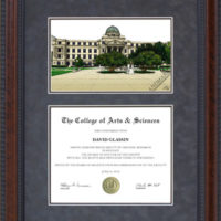Diploma Frame with Texas A&M University (TAMU) Campus Lithograph