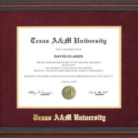 Texas A&M Diploma Frame with Maroon Suede Mat & Gold Embossing