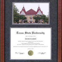 Texas State Diploma Frame with Campus Lithograph