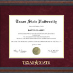 Texas State Diploma Frame with Embossed Maroon Suede Mat