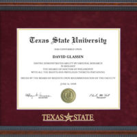 Texas State Diploma Frame with Embossed Maroon Suede Mat
