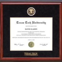 Texas Tech Designer Diploma Frame in Black Suede