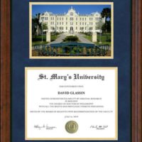 St. Mary's University diploma Frame with Campus Photo