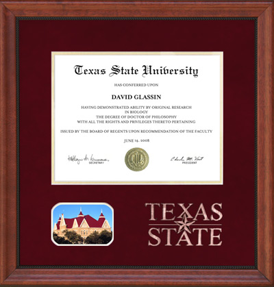 Texas State Diploma Frame with Etched Acrylic Logo