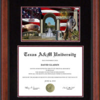 Texas A&M Ascot Diploma Frame with Campus Photo