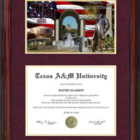 Texas A&M Cherry Diploma Frame with Campus Photo