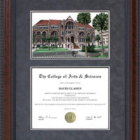 Diploma Frame with Licensed UT Medical Branch (UTMB) Campus Lithograph