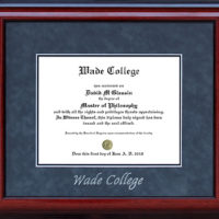 Wade College Embossed Diploma Frame